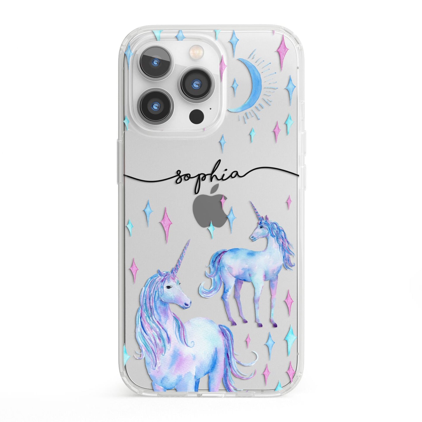 Personalised Unicorns iPhone 13 Pro Clear Bumper Case
