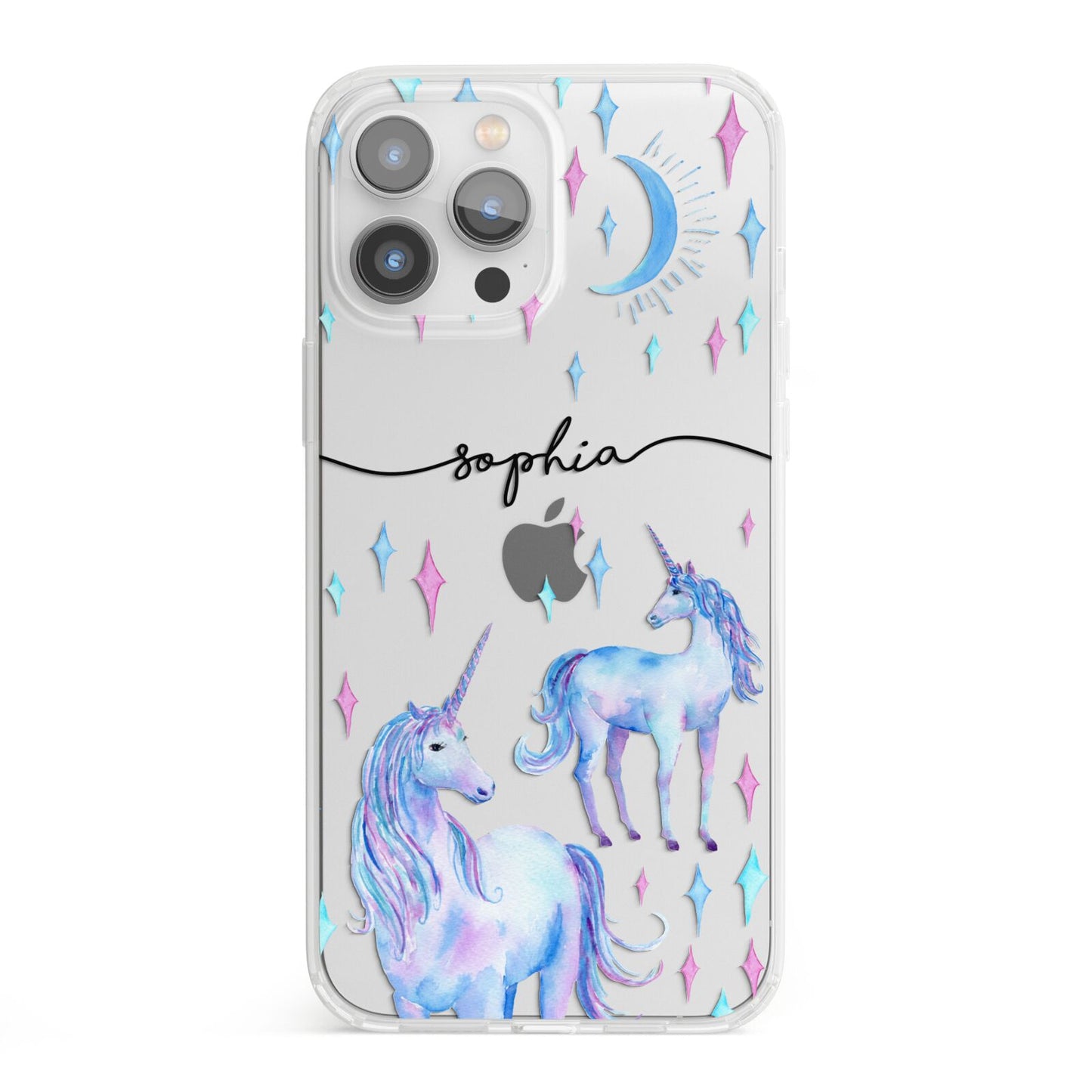 Personalised Unicorns iPhone 13 Pro Max Clear Bumper Case