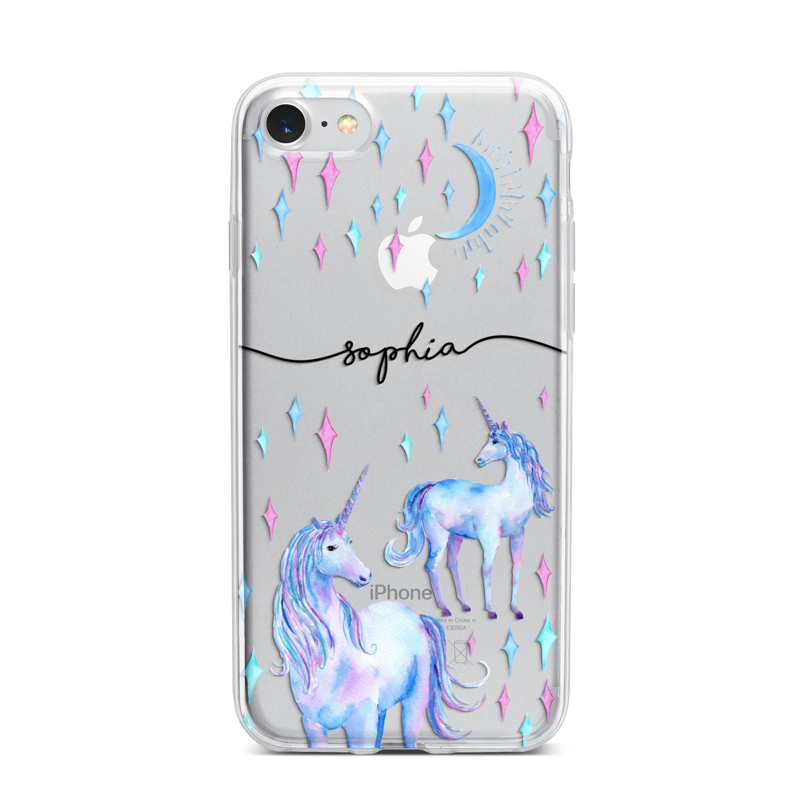 Personalised Unicorns iPhone 7 Bumper Case on Silver iPhone
