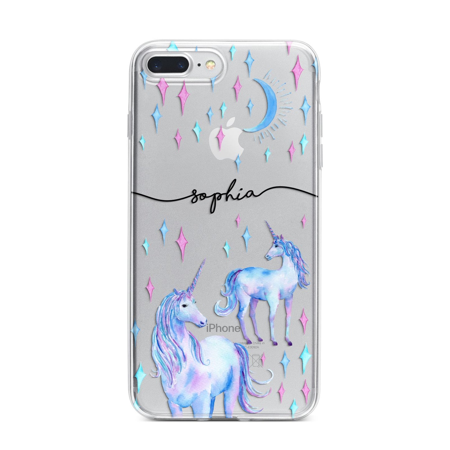Personalised Unicorns iPhone 7 Plus Bumper Case on Silver iPhone