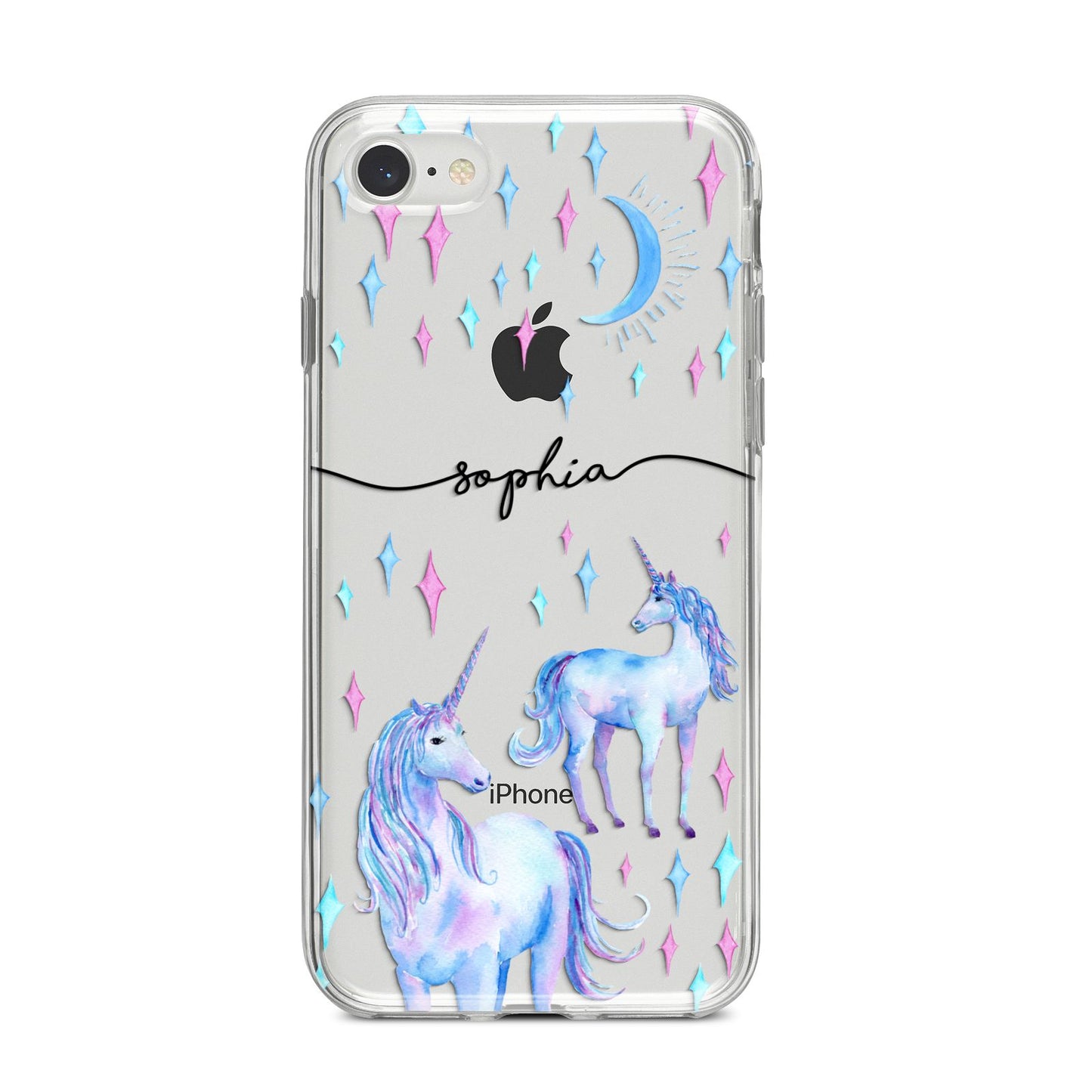 Personalised Unicorns iPhone 8 Bumper Case on Silver iPhone