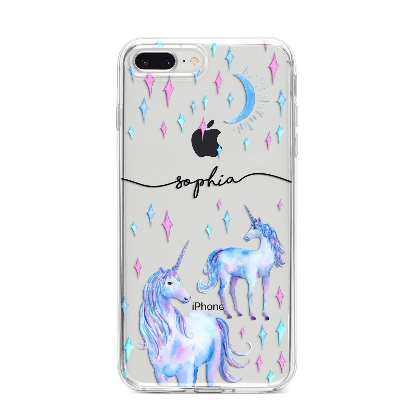 Personalised Unicorns iPhone 8 Plus Bumper Case on Silver iPhone