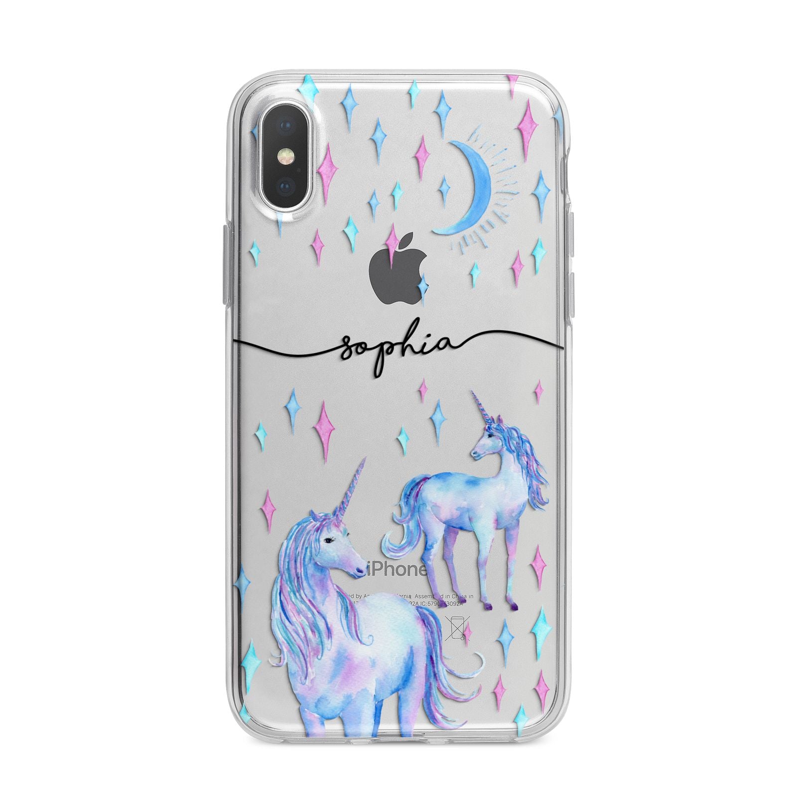 Personalised Unicorns iPhone X Bumper Case on Silver iPhone Alternative Image 1