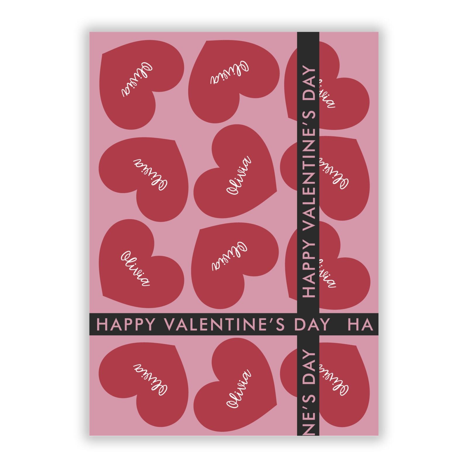 Personalised Valentine Heart A5 Flat Greetings Card