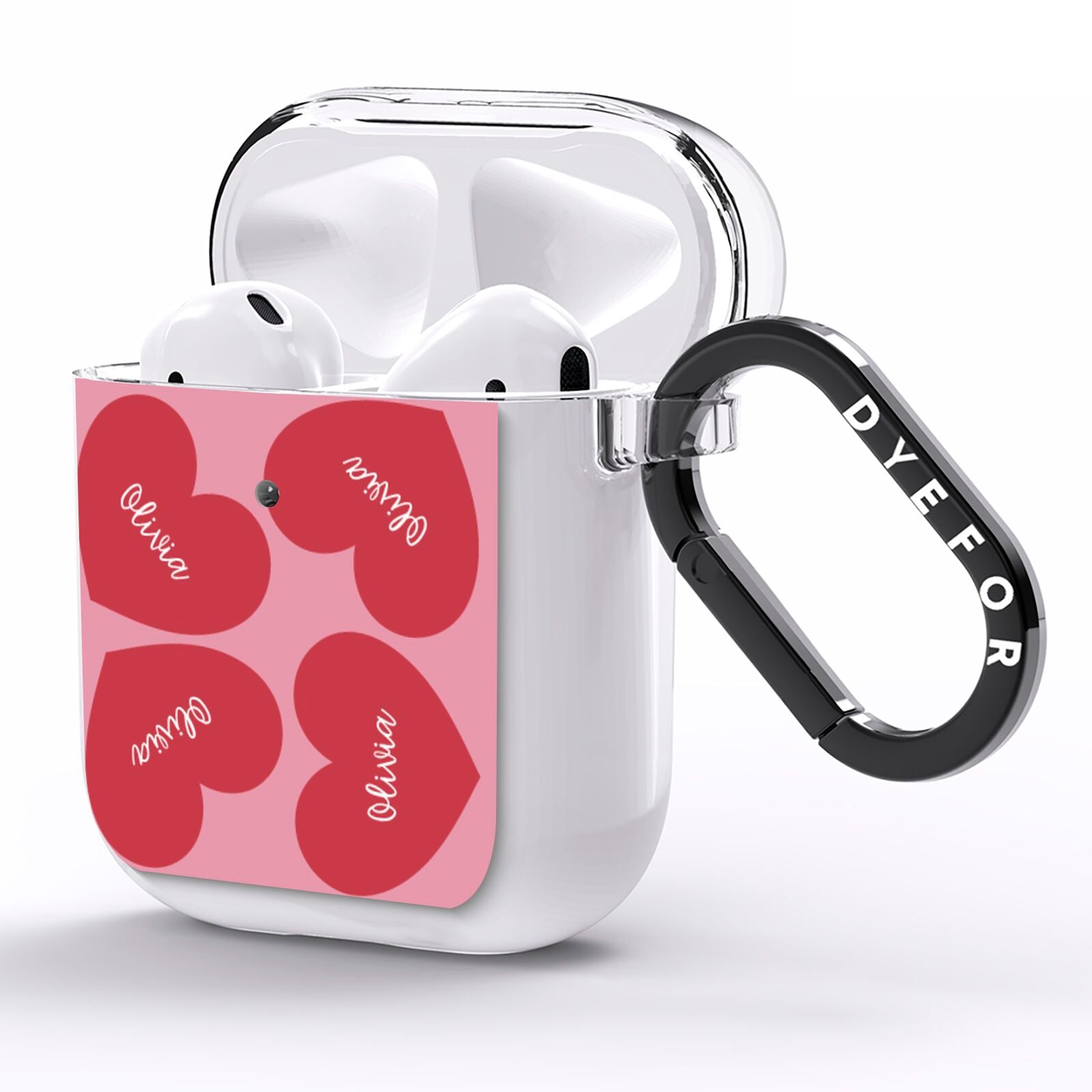Personalised Valentine Heart AirPods Clear Case Side Image