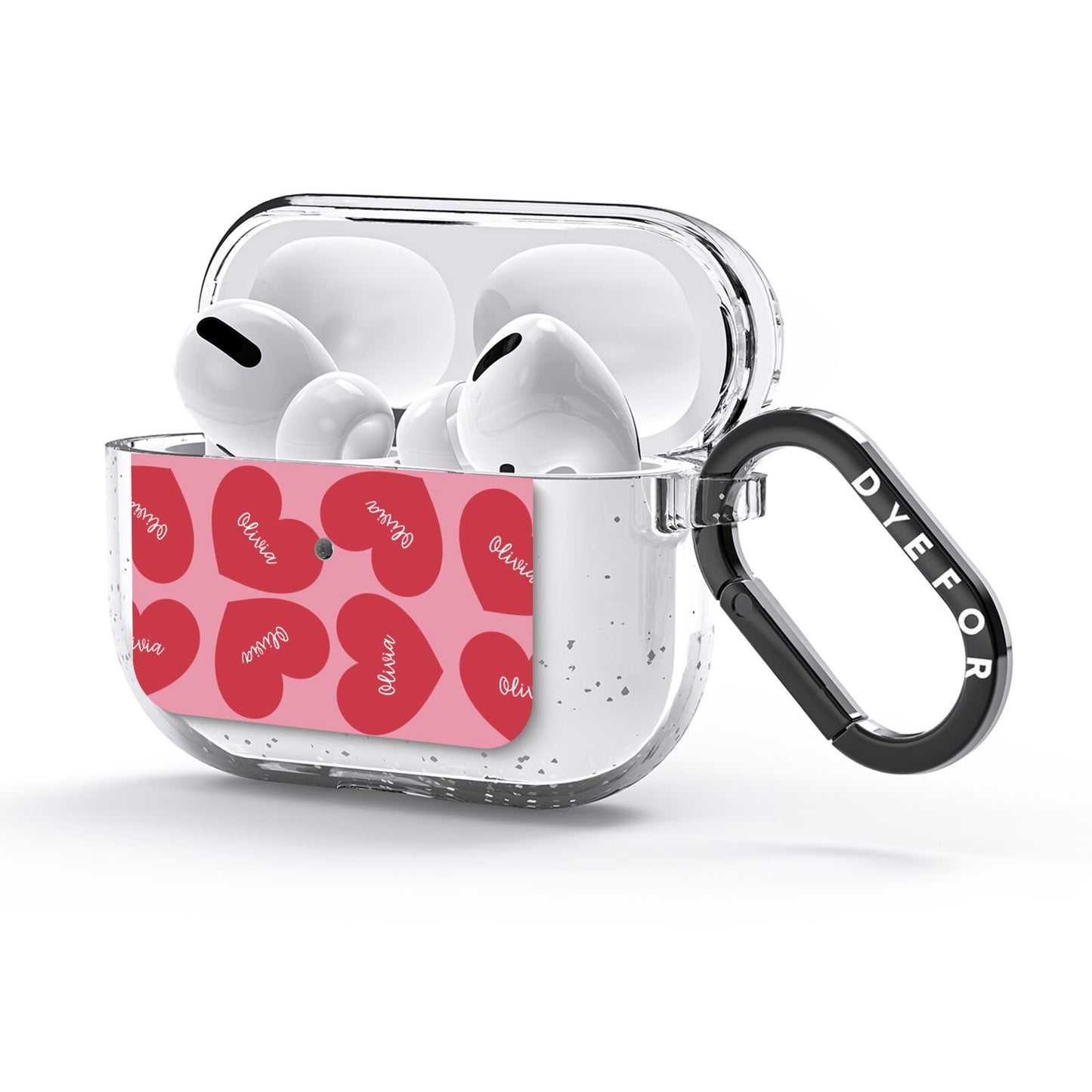 Personalised Valentine Heart AirPods Glitter Case 3rd Gen Side Image