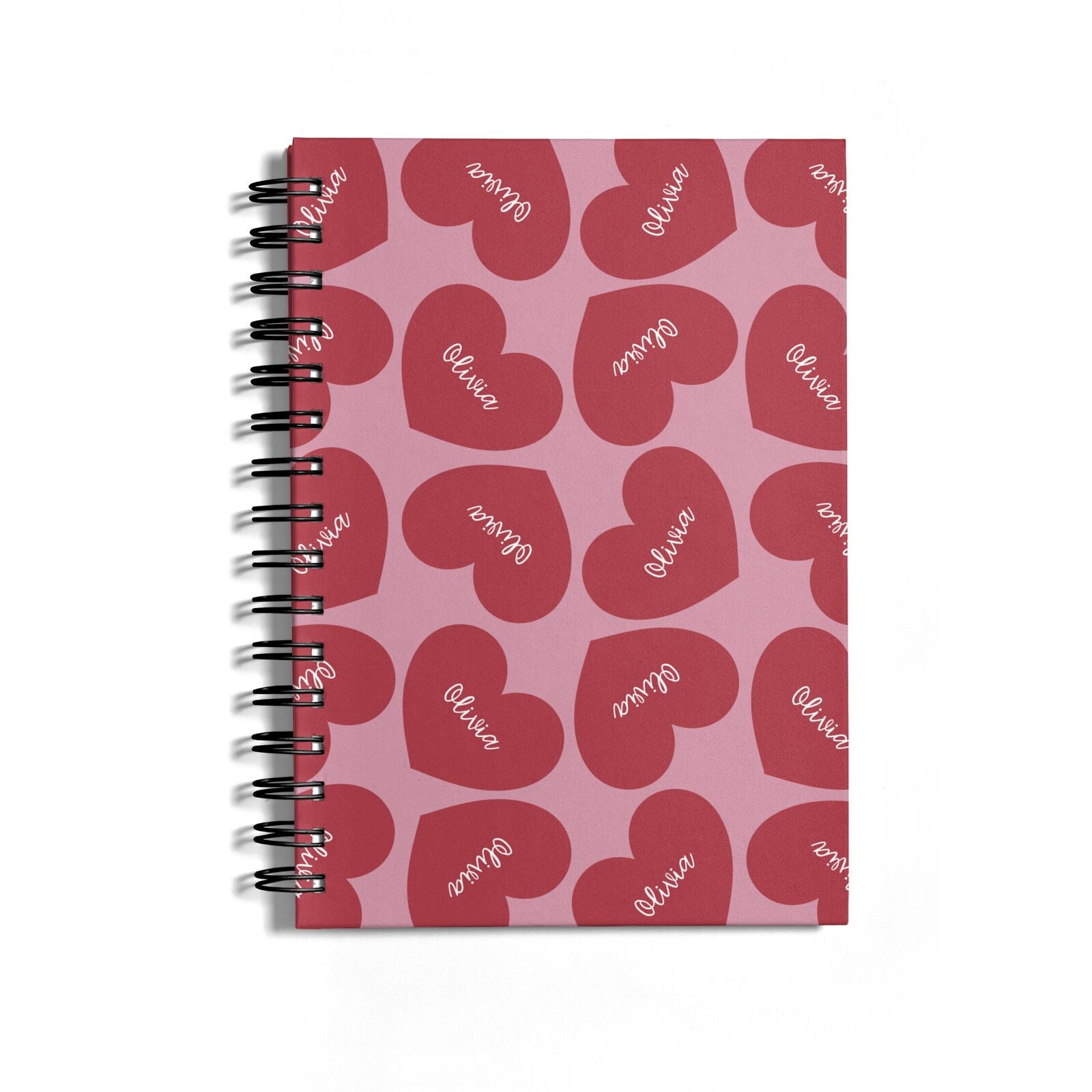 Personalised Valentine Heart Notebook with Black Coil