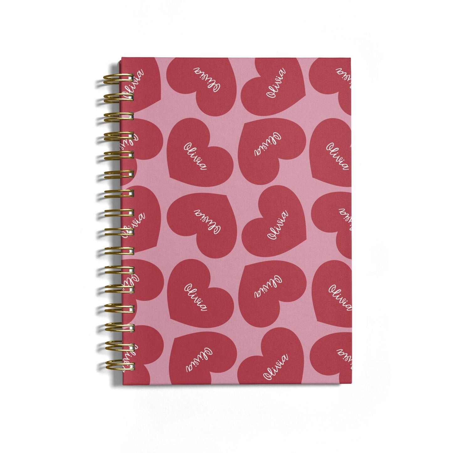 Personalised Valentine Heart Notebook with Gold Coil