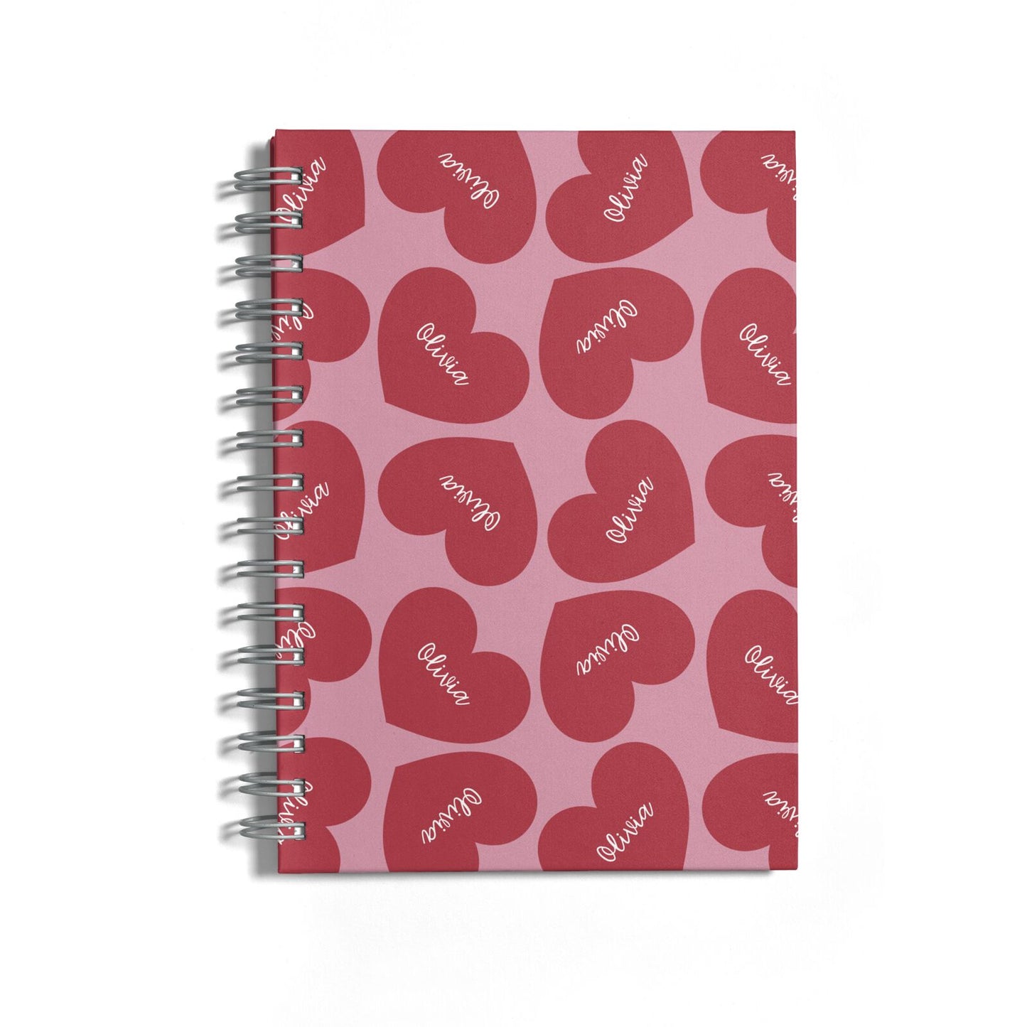 Personalised Valentine Heart Notebook with Grey Coil