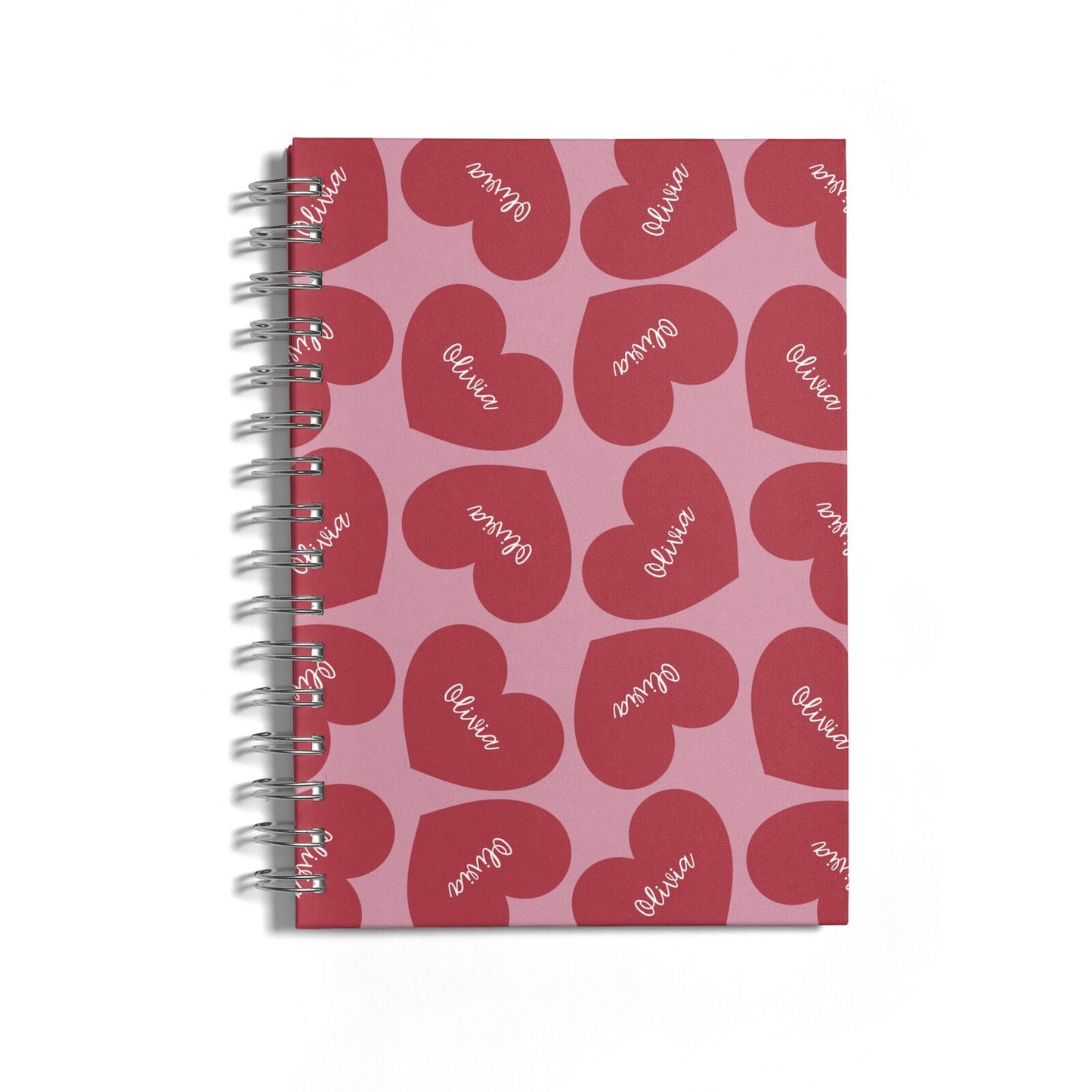 Personalised Valentine Heart Notebook with Silver Coil
