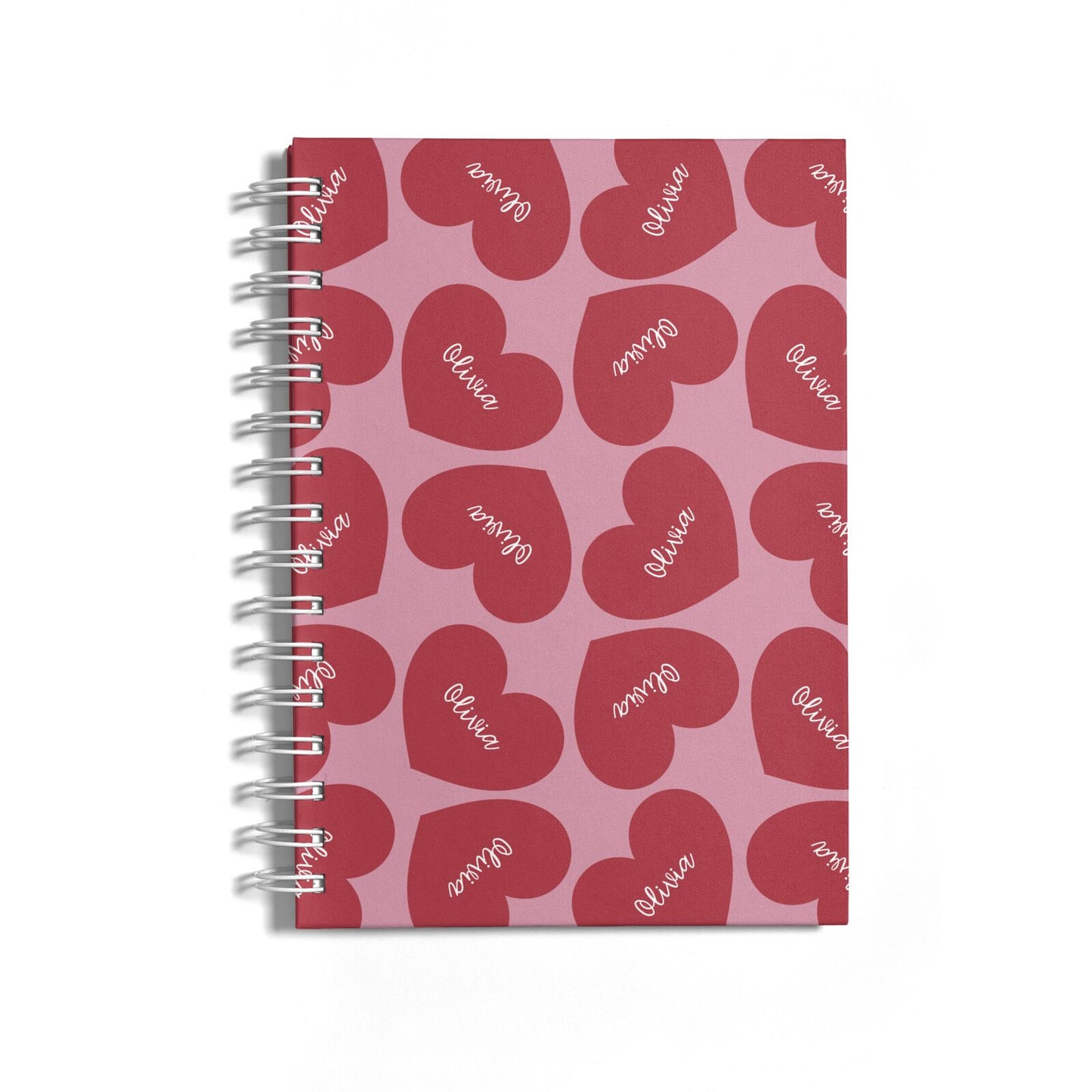 Personalised Valentine Heart Notebook with White Coil