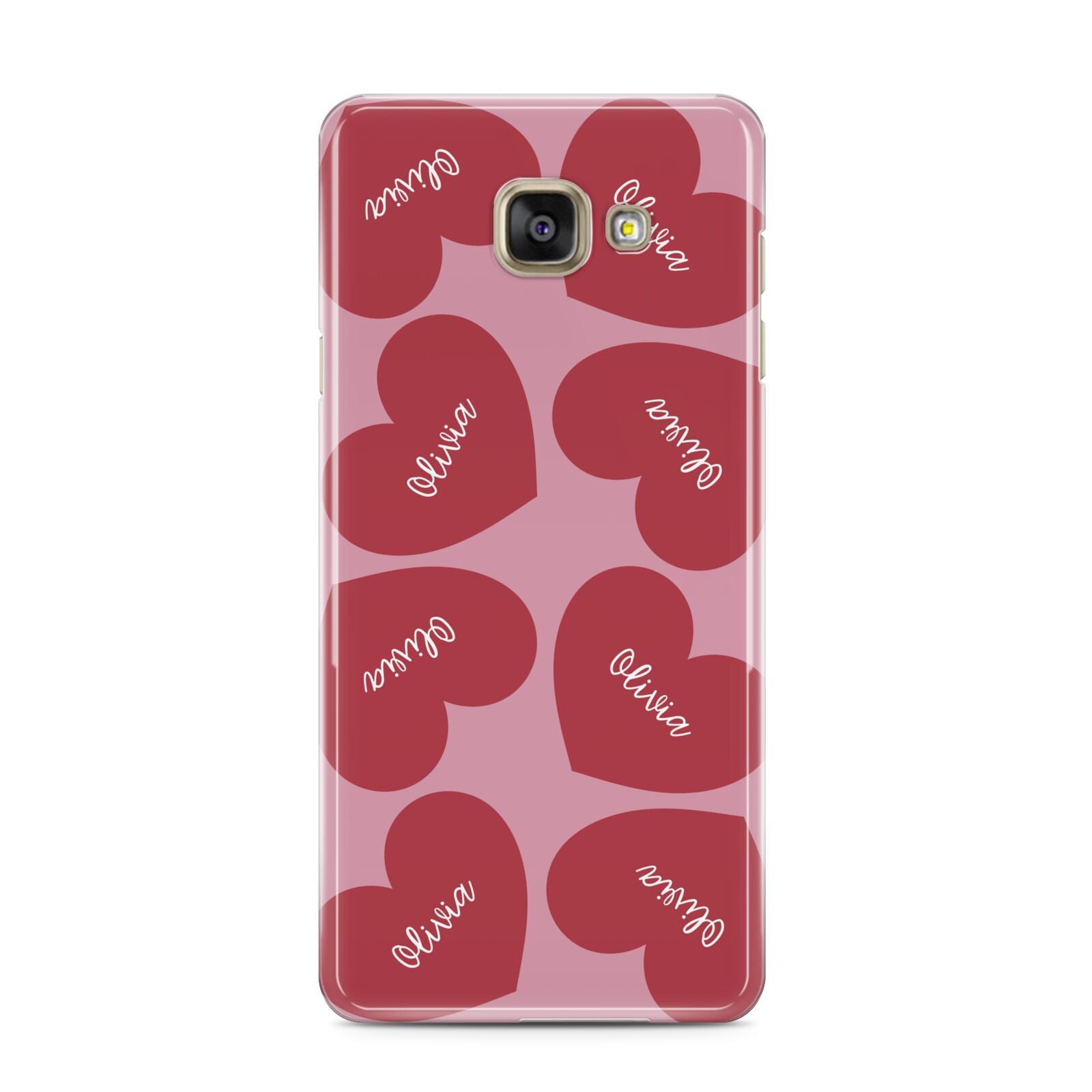 Personalised Valentine Heart Samsung Galaxy A3 2016 Case on gold phone