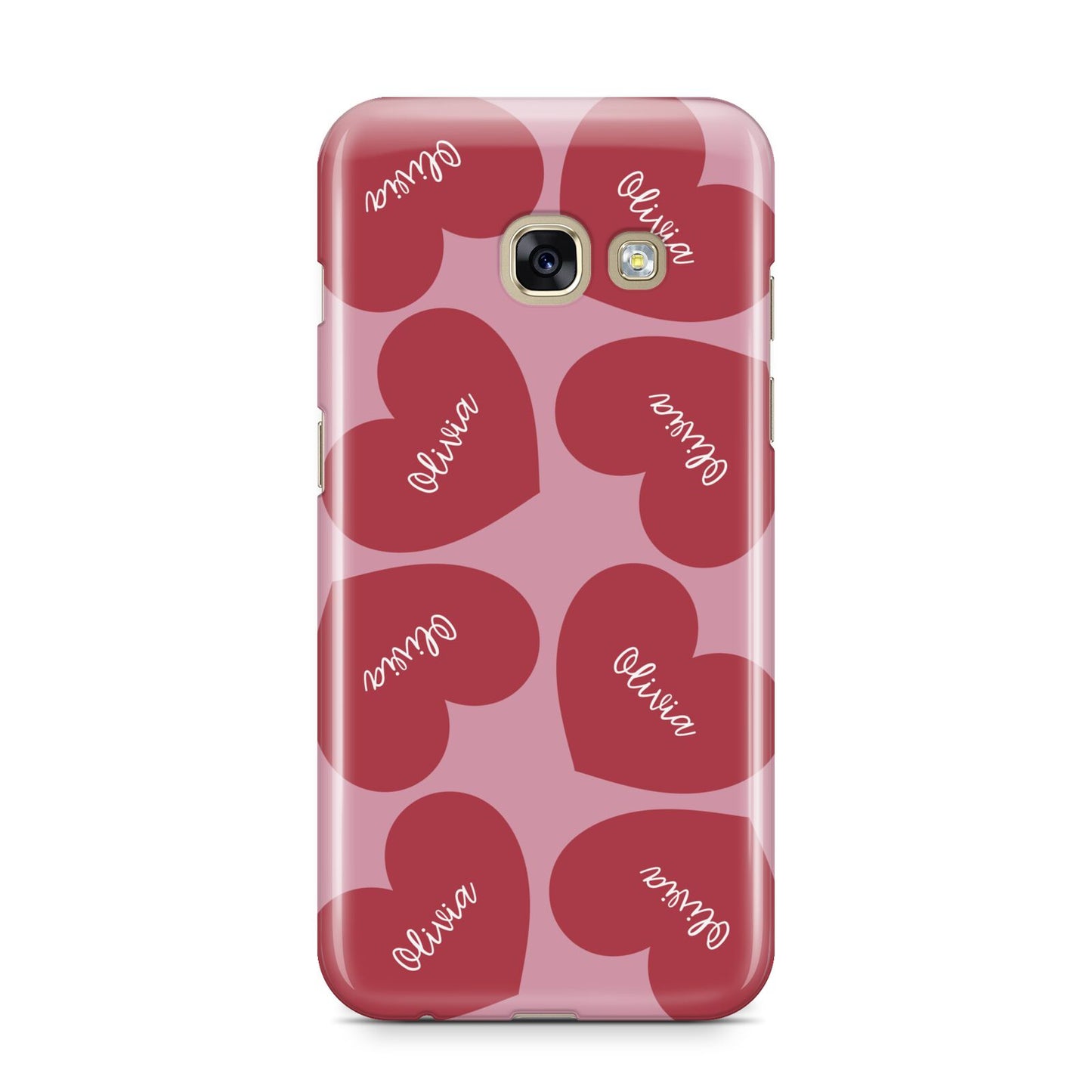 Personalised Valentine Heart Samsung Galaxy A3 2017 Case on gold phone