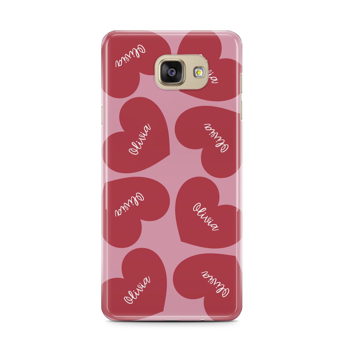 Personalised Valentine Heart Samsung Galaxy A7 2016 Case on gold phone