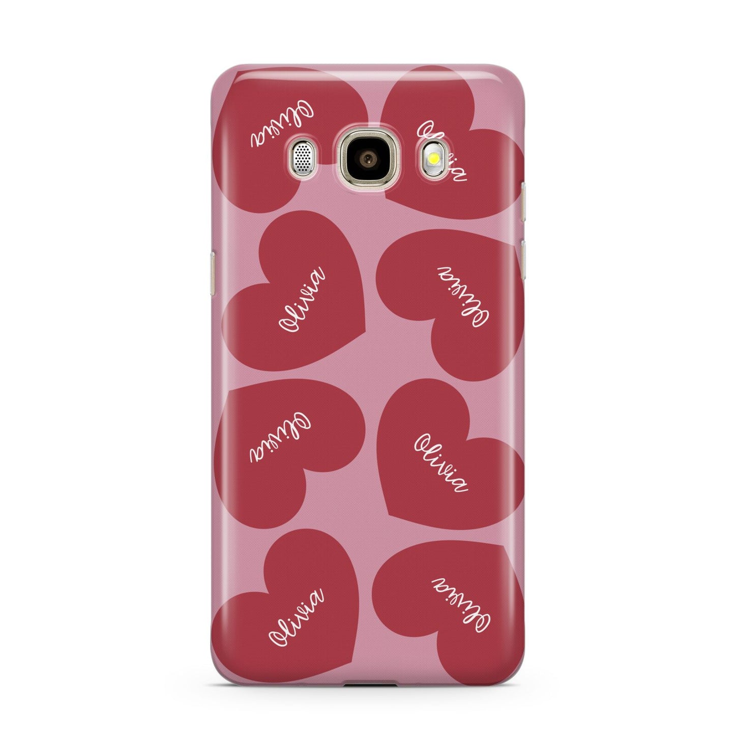 Personalised Valentine Heart Samsung Galaxy J7 2016 Case on gold phone