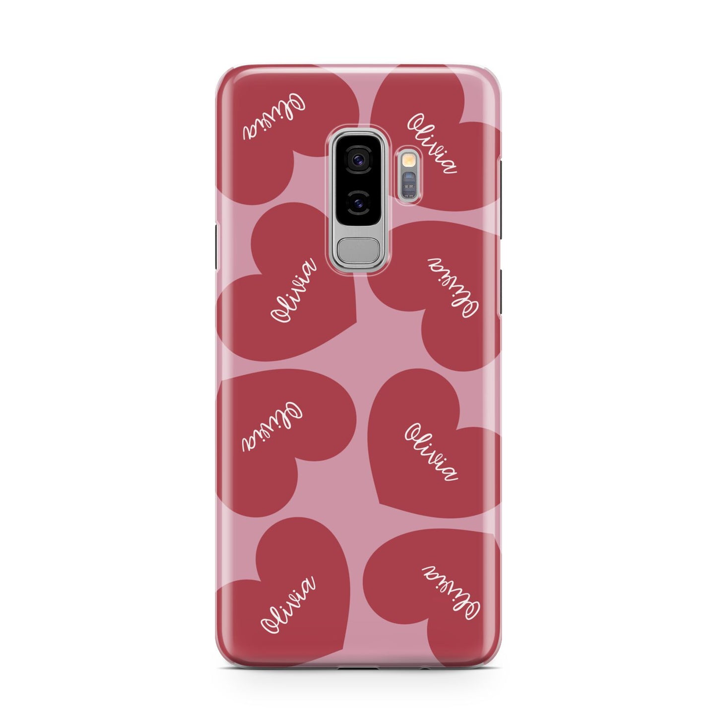 Personalised Valentine Heart Samsung Galaxy S9 Plus Case on Silver phone