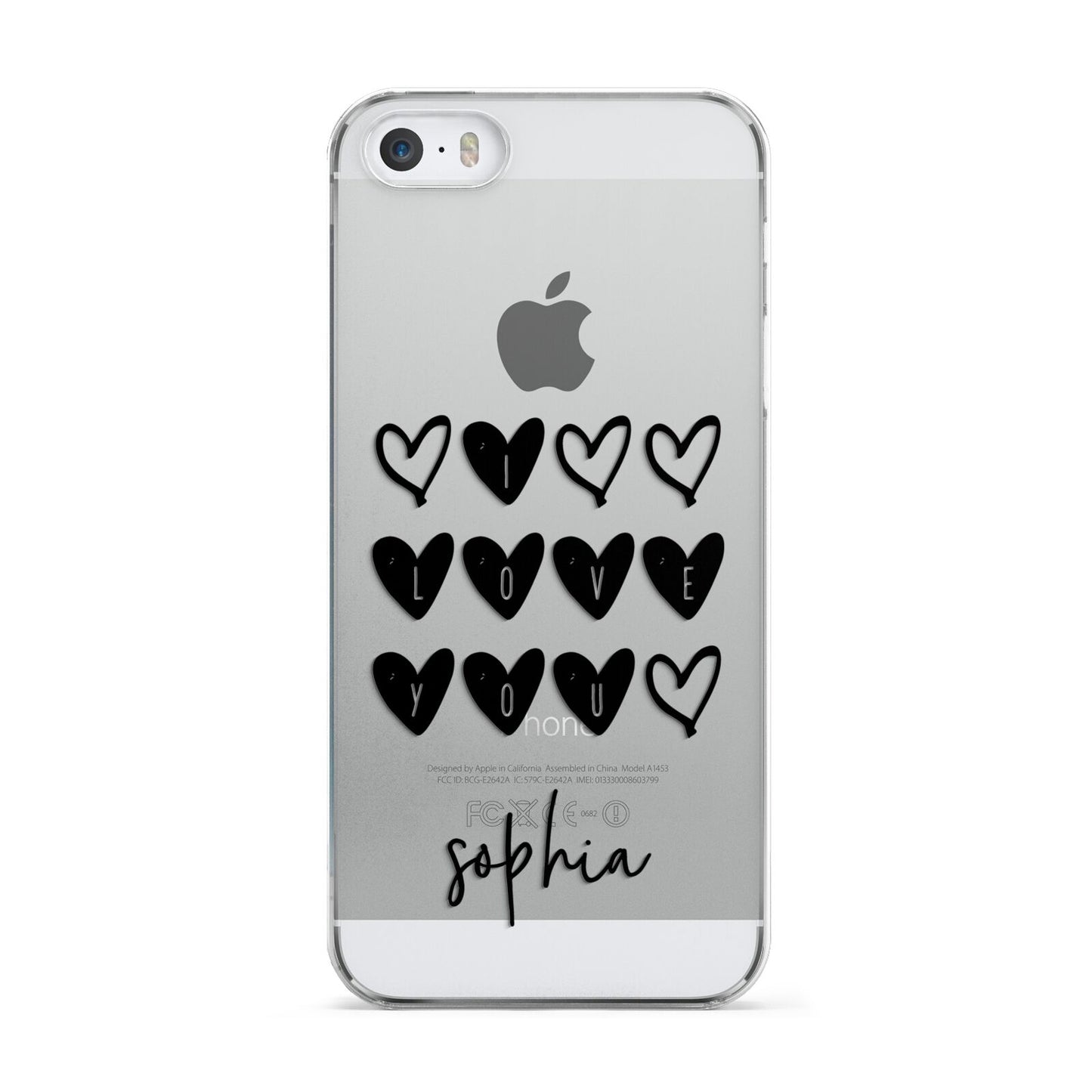Personalised Valentine Hearts Name Black Apple iPhone 5 Case