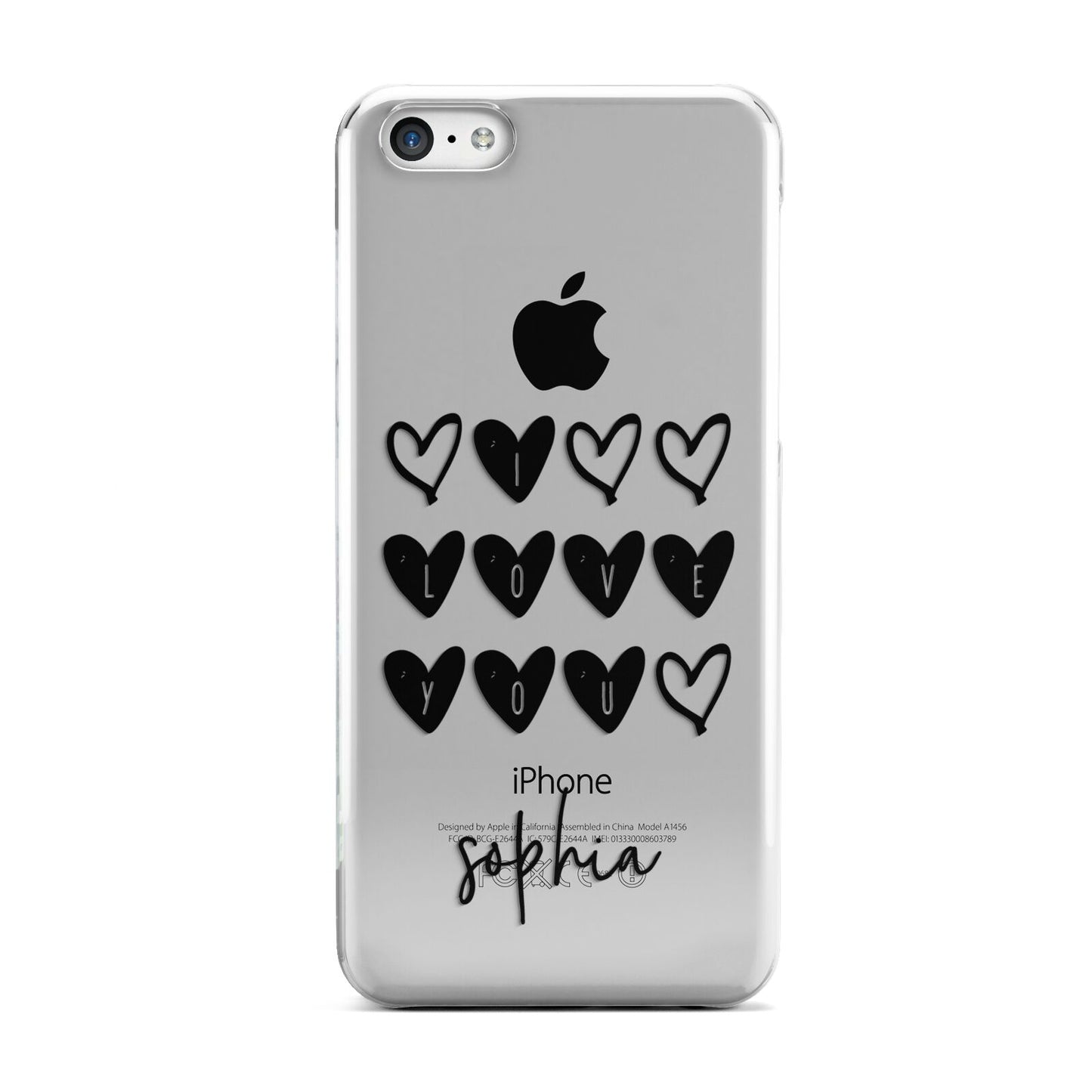 Personalised Valentine Hearts Name Black Apple iPhone 5c Case