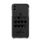 Personalised Valentine Hearts Name Black Apple iPhone Xs Max Impact Case Black Edge on Black Phone