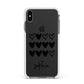 Personalised Valentine Hearts Name Black Apple iPhone Xs Max Impact Case White Edge on Black Phone