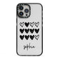 Personalised Valentine Hearts Name Black iPhone 13 Pro Max Black Impact Case on Silver phone