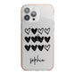 Personalised Valentine Hearts Name Black iPhone 13 Pro Max TPU Impact Case with Pink Edges
