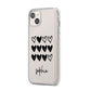Personalised Valentine Hearts Name Black iPhone 14 Plus Clear Tough Case Starlight Angled Image