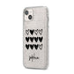 Personalised Valentine Hearts Name Black iPhone 14 Plus Glitter Tough Case Starlight Angled Image