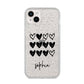 Personalised Valentine Hearts Name Black iPhone 14 Plus Glitter Tough Case Starlight