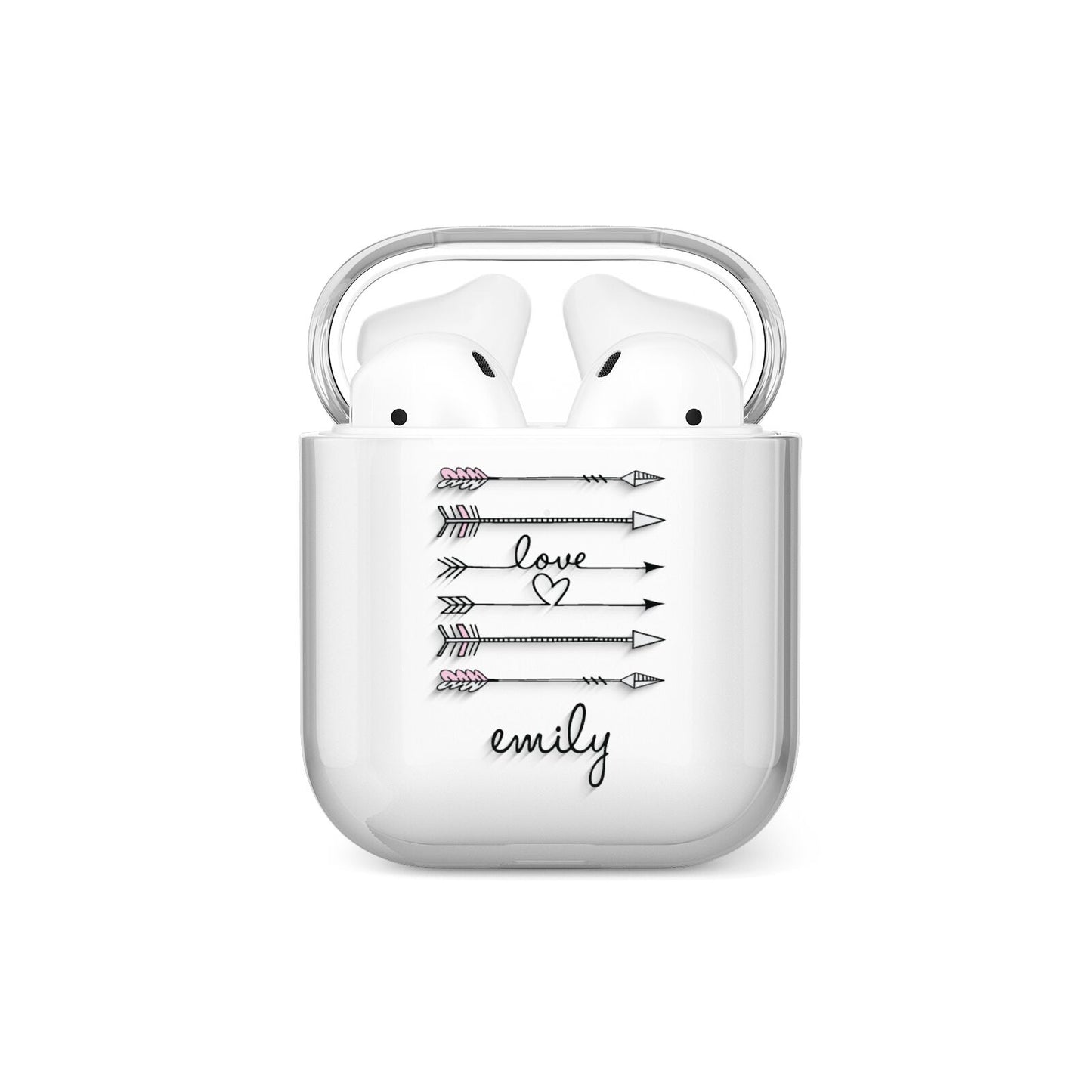 Personalised Valentine Name Clear Transparent AirPods Case
