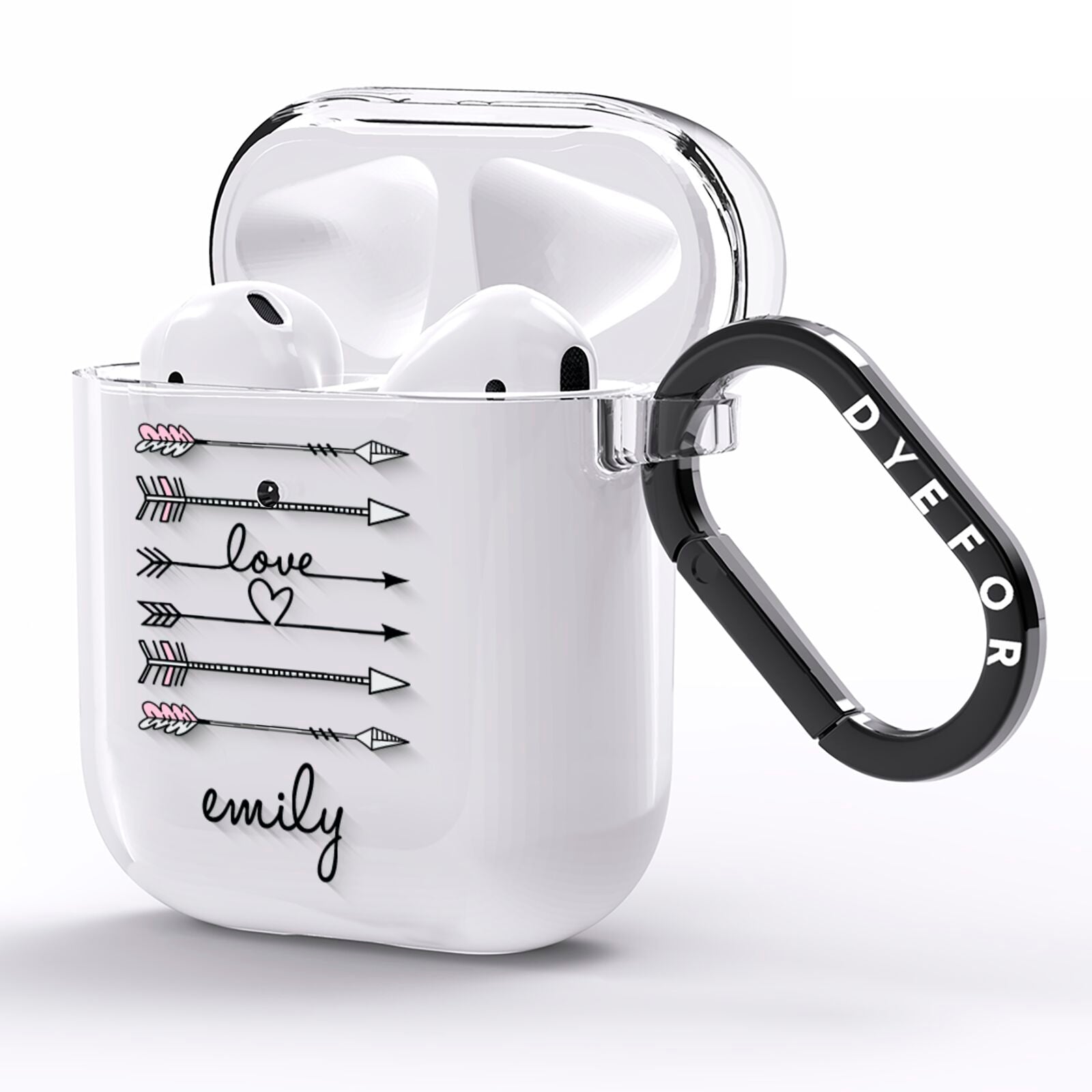 Personalised Valentine Name Clear Transparent AirPods Clear Case Side Image
