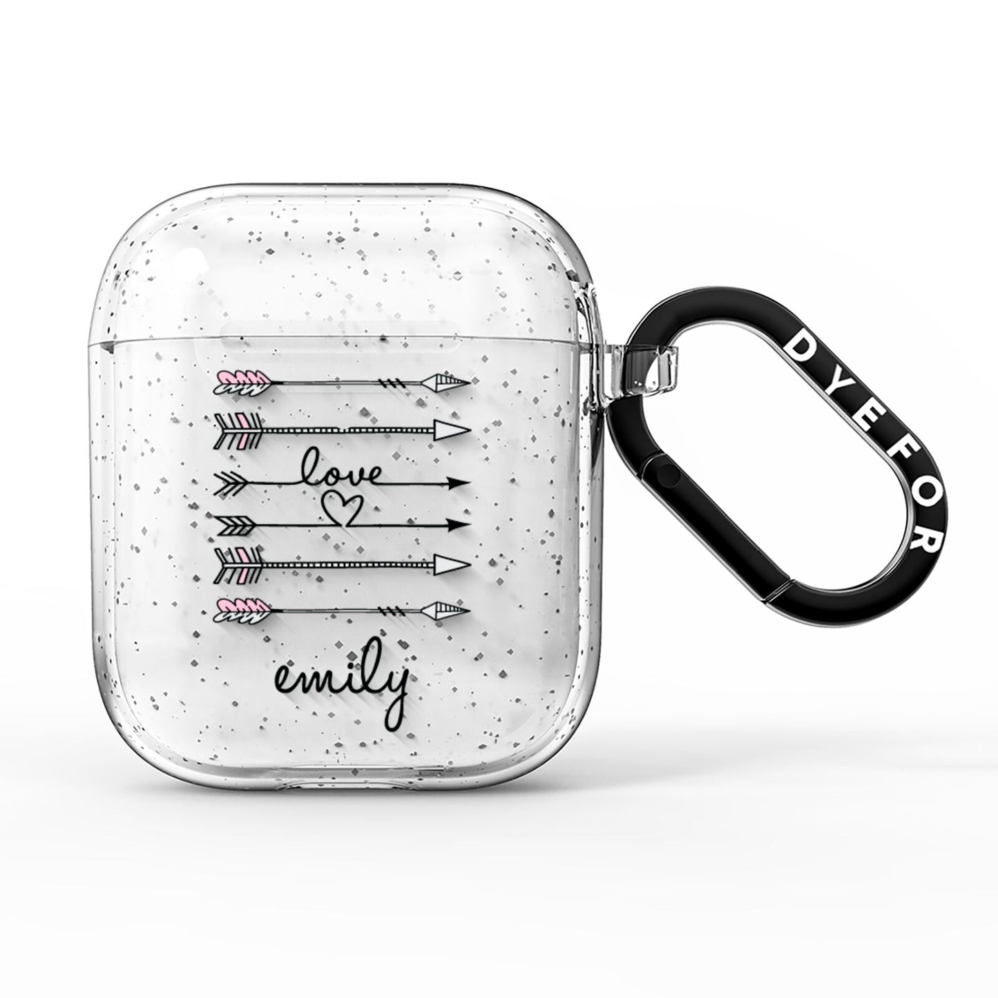 Personalised Valentine Name Clear Transparent AirPods Glitter Case