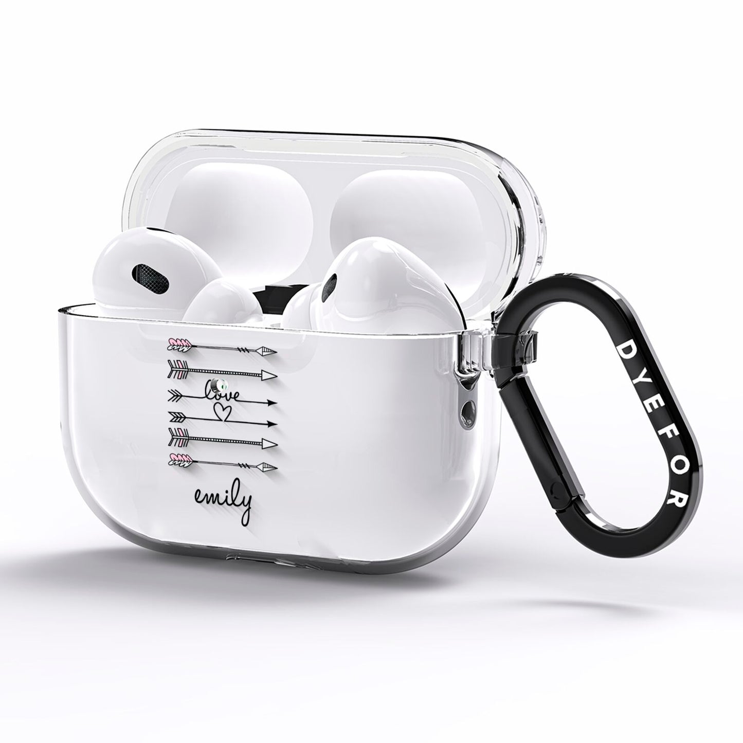 Personalised Valentine Name Clear Transparent AirPods Pro Clear Case Side Image