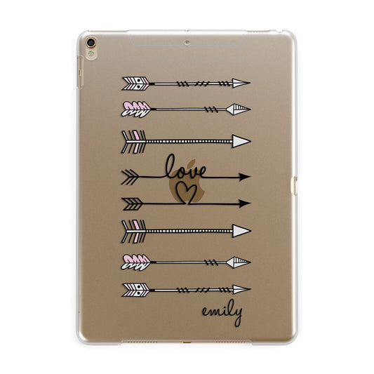 Personalised Valentine Name Clear Transparent Apple iPad Gold Case