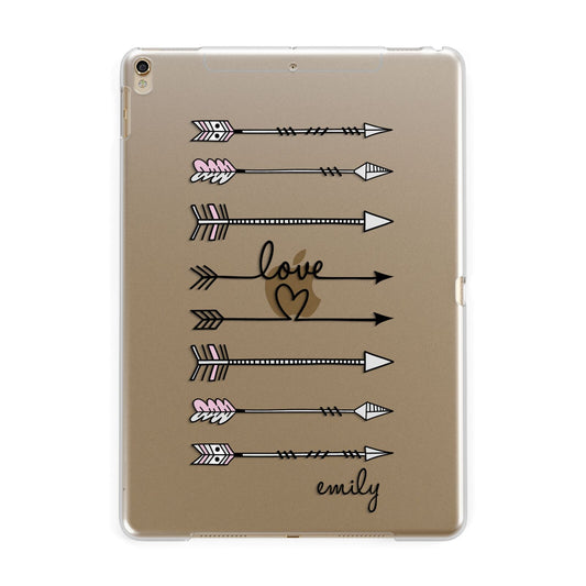 Personalised Valentine Name Clear Transparent Apple iPad Gold Case