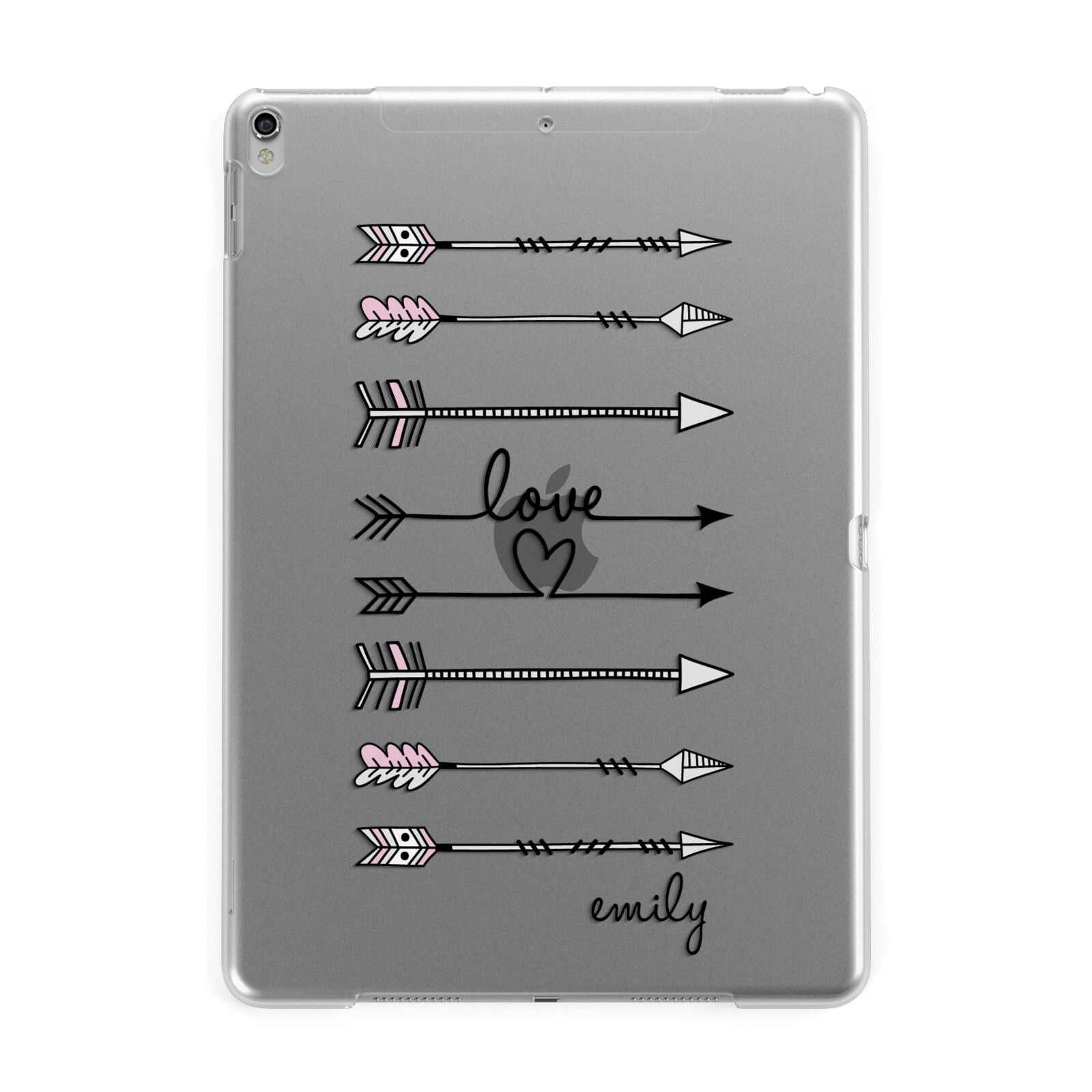 Personalised Valentine Name Clear Transparent Apple iPad Silver Case