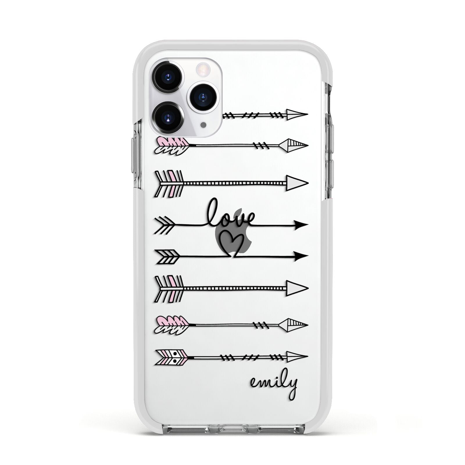 Personalised Valentine Name Clear Transparent Apple iPhone 11 Pro in Silver with White Impact Case