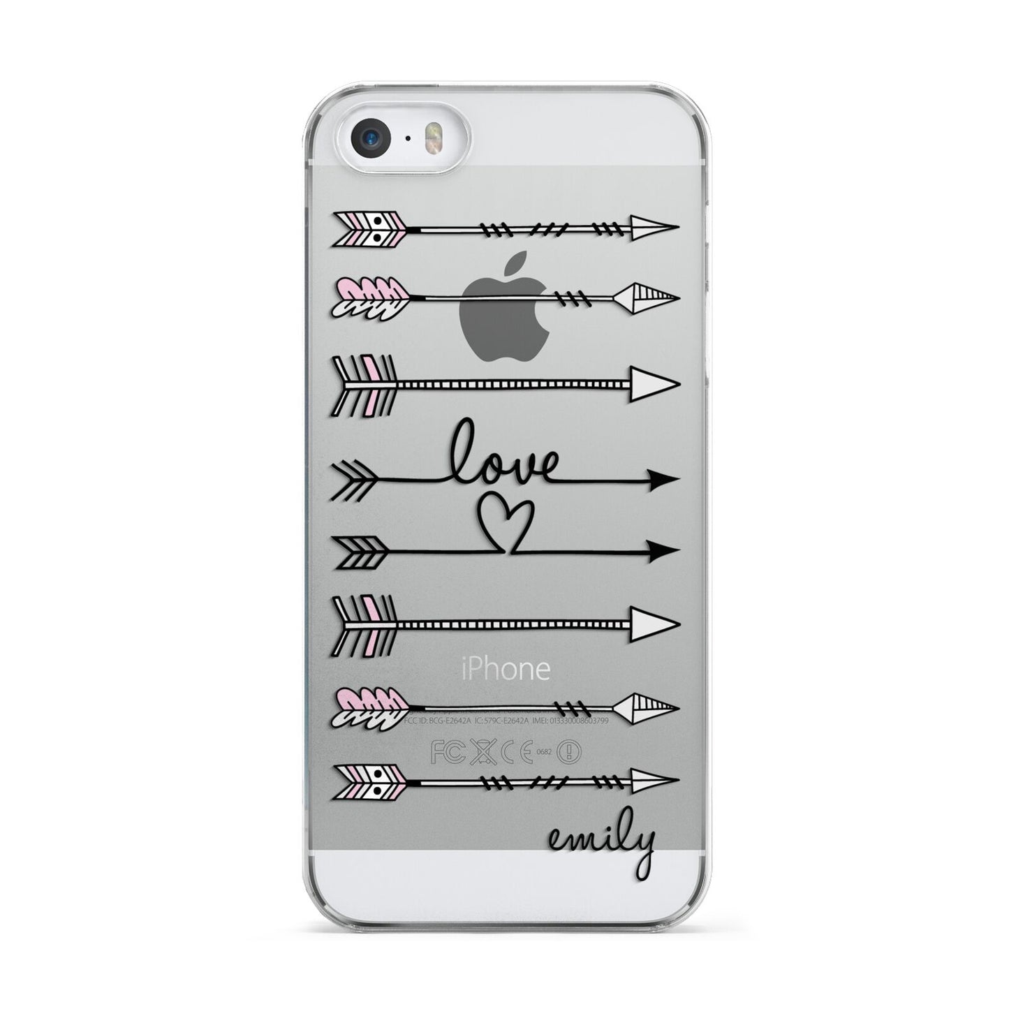 Personalised Valentine Name Clear Transparent Apple iPhone 5 Case