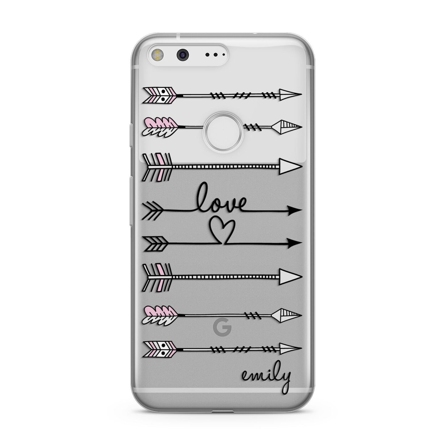 Personalised Valentine Name Clear Transparent Google Pixel Case