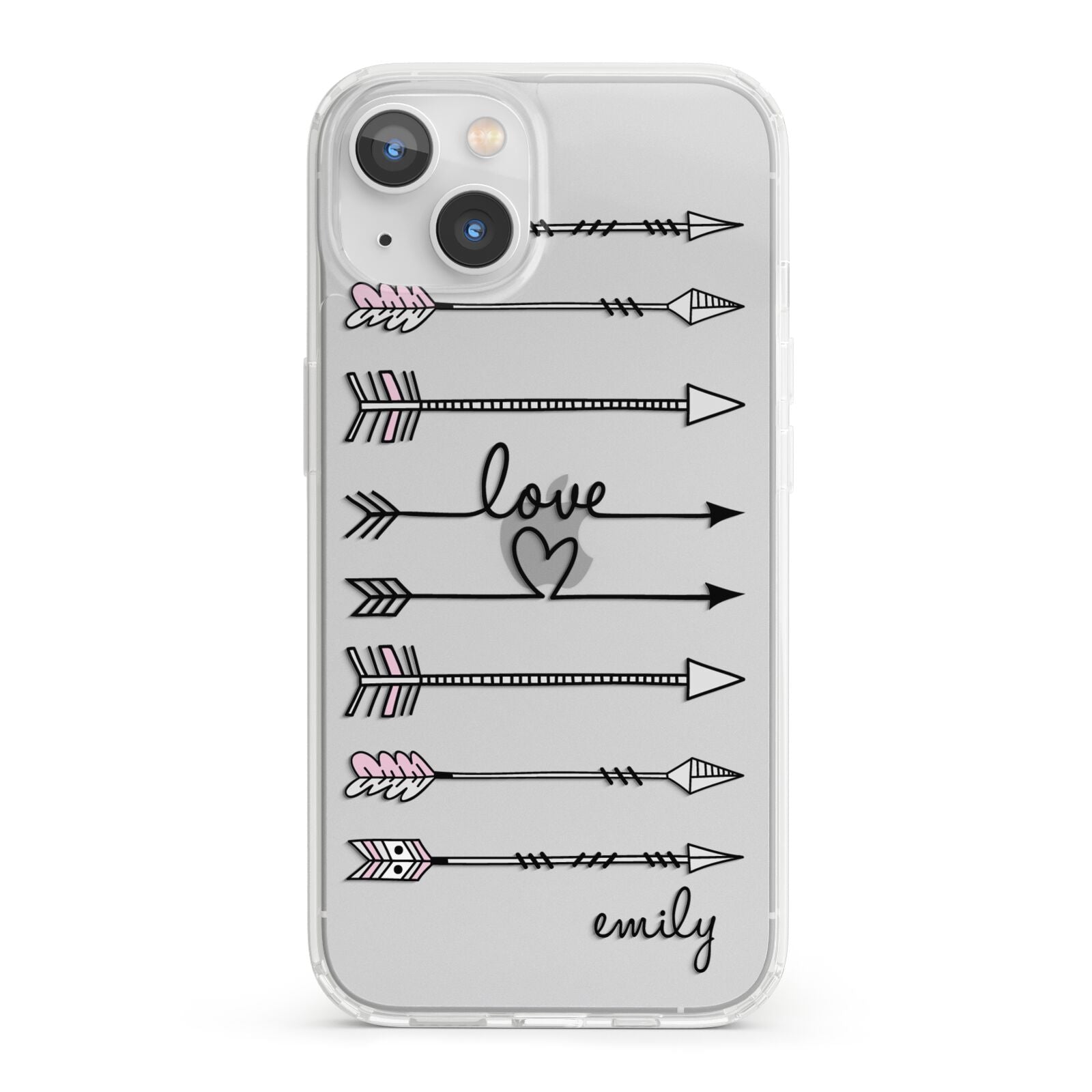 Personalised Valentine Name Clear Transparent iPhone 13 Clear Bumper Case