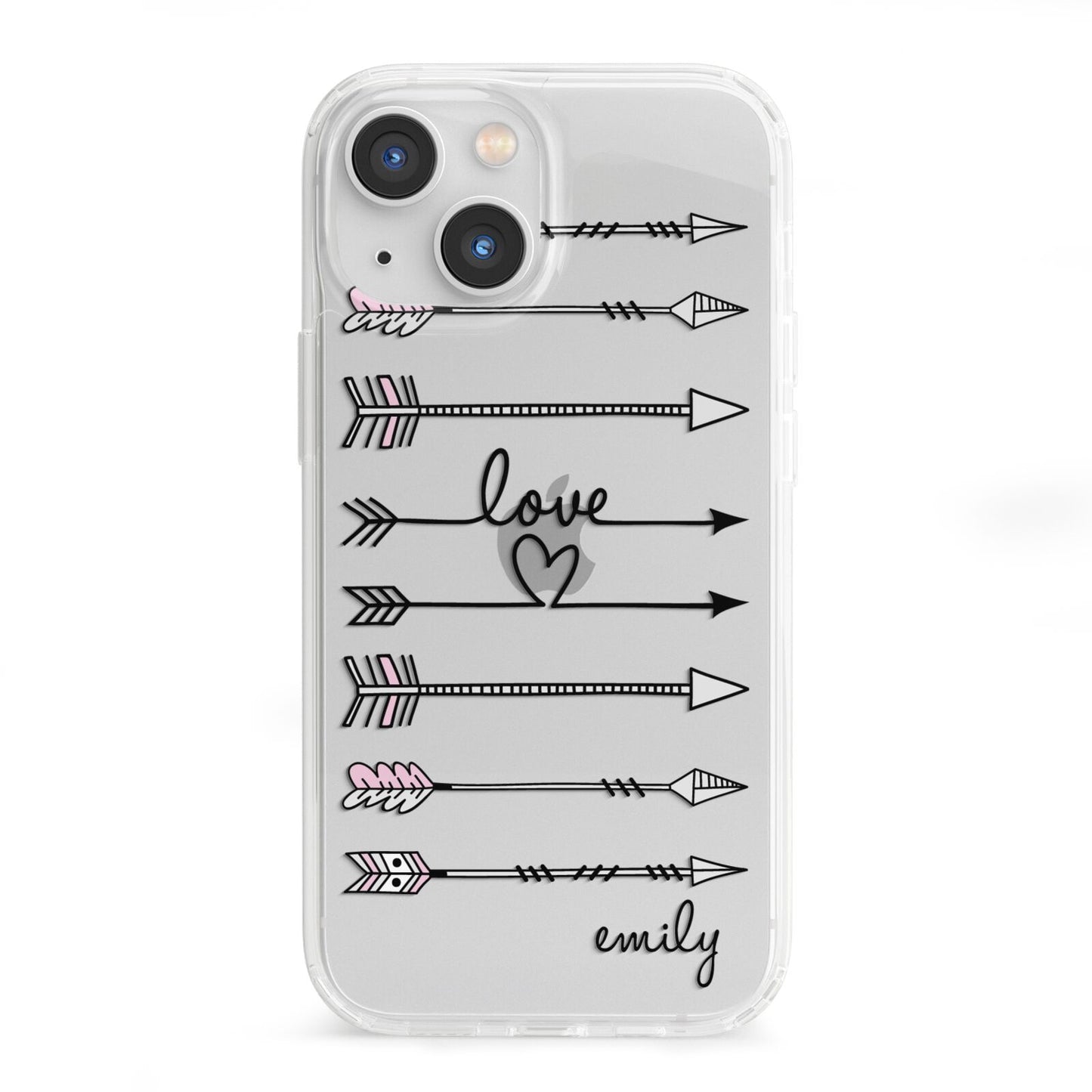 Personalised Valentine Name Clear Transparent iPhone 13 Mini Clear Bumper Case