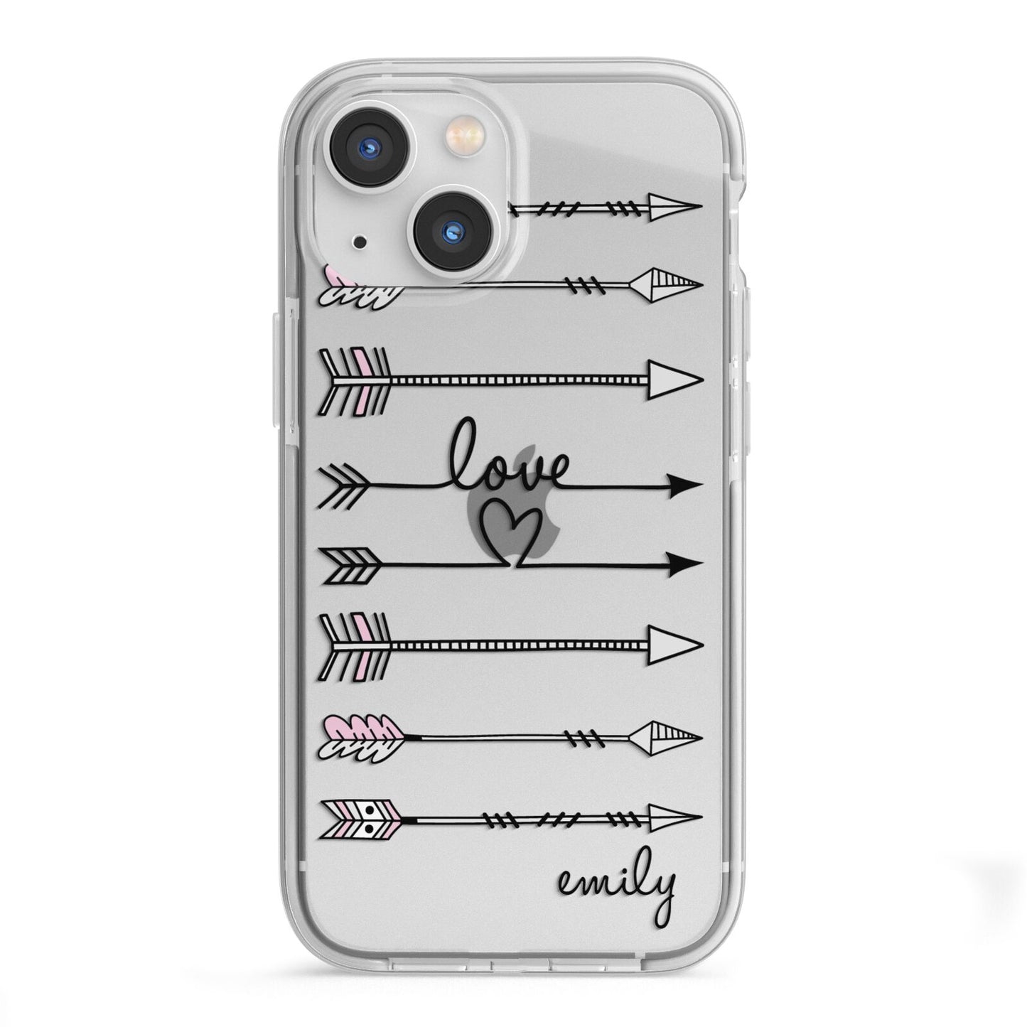 Personalised Valentine Name Clear Transparent iPhone 13 Mini TPU Impact Case with White Edges