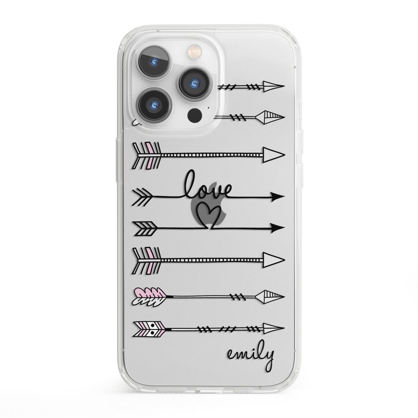 Personalised Valentine Name Clear Transparent iPhone 13 Pro Clear Bumper Case