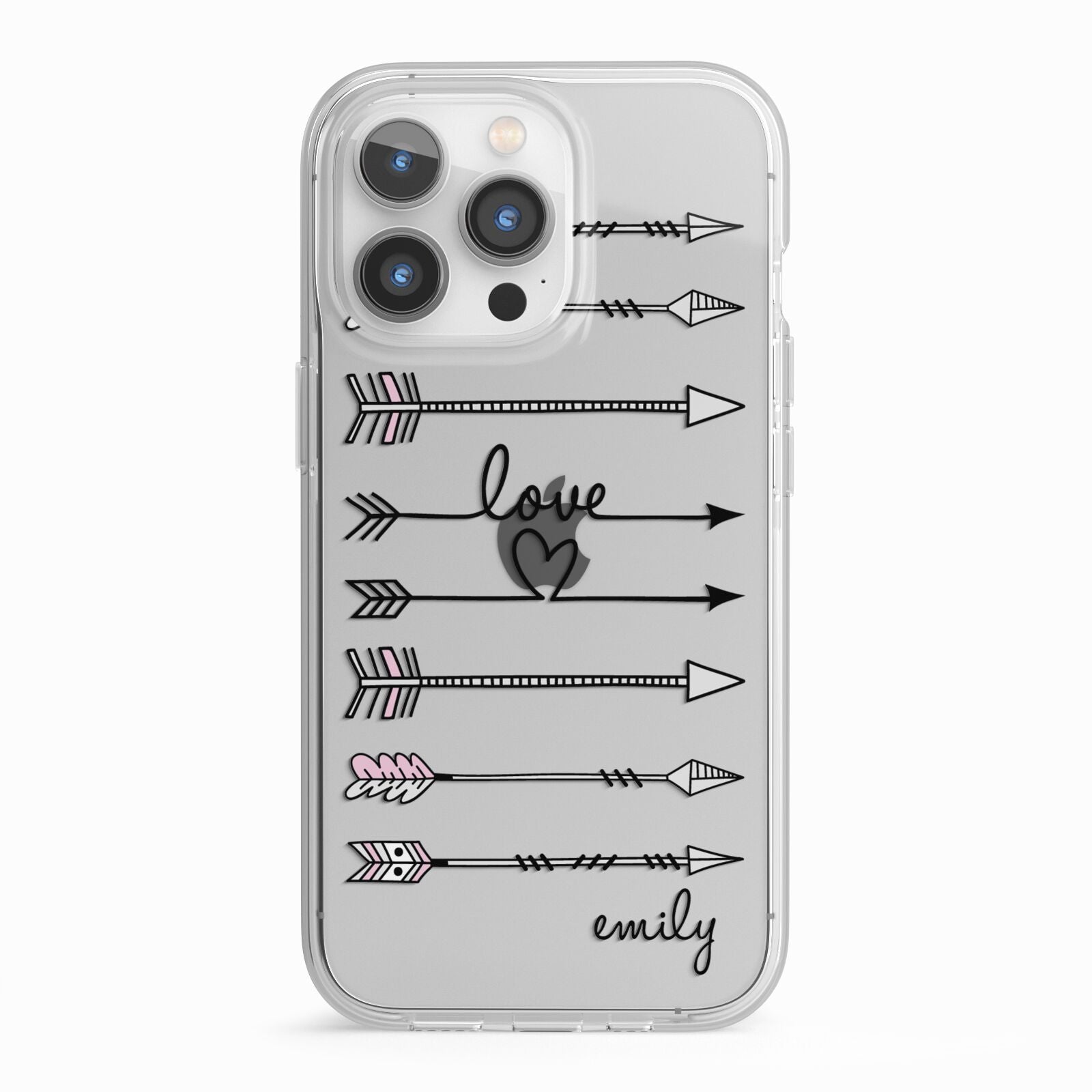 Personalised Valentine Name Clear Transparent iPhone 13 Pro TPU Impact Case with White Edges