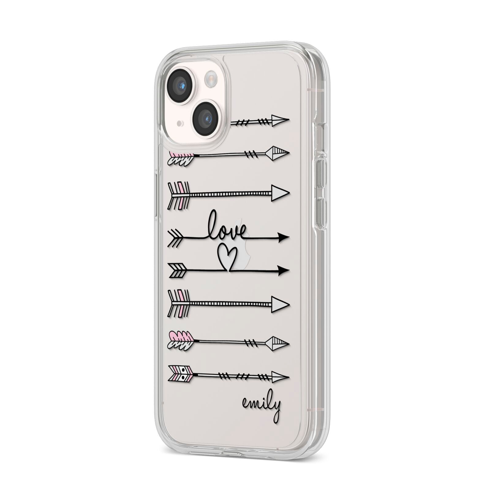 Personalised Valentine Name Clear Transparent iPhone 14 Clear Tough Case Starlight Angled Image