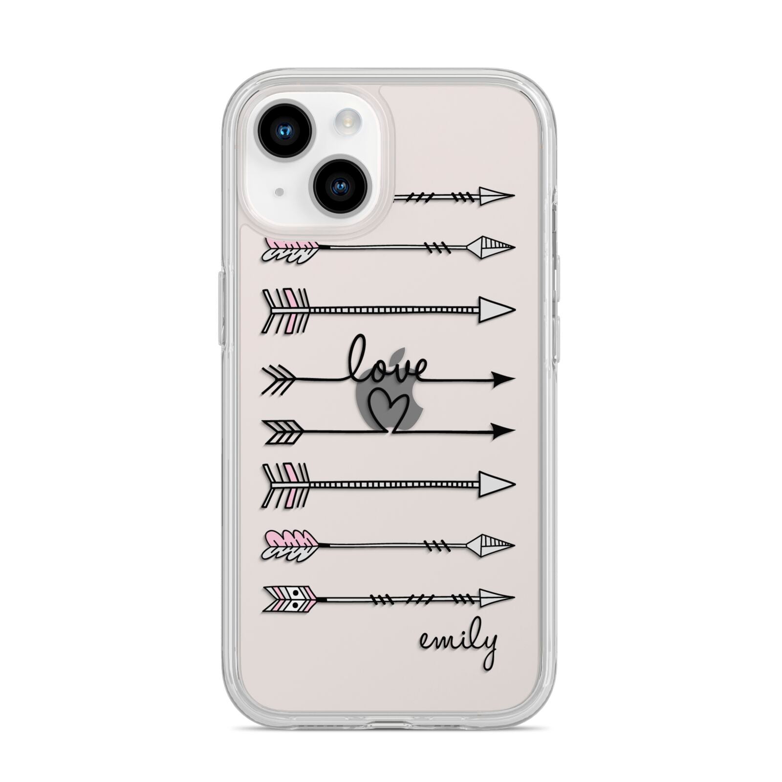 Personalised Valentine Name Clear Transparent iPhone 14 Clear Tough Case Starlight