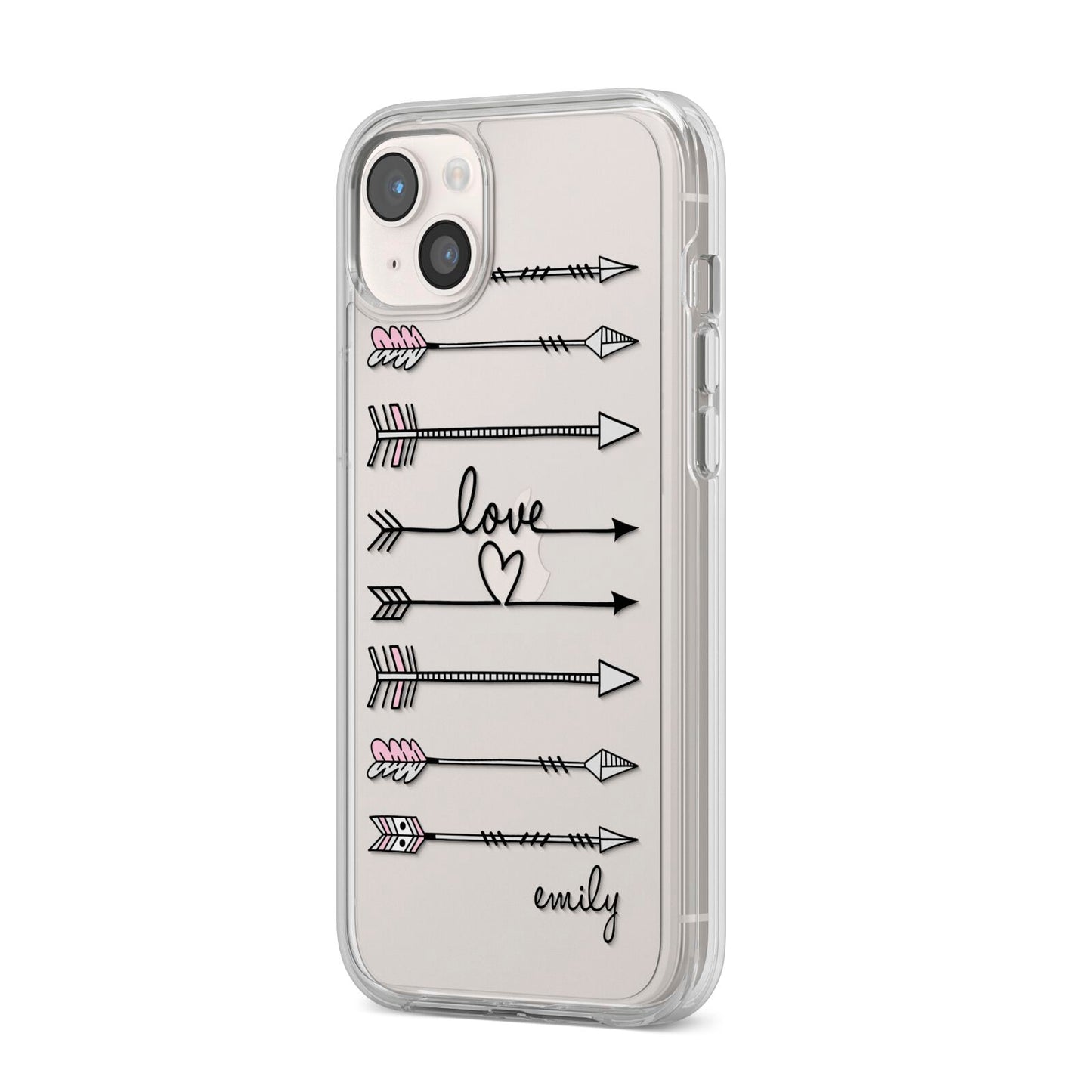 Personalised Valentine Name Clear Transparent iPhone 14 Plus Clear Tough Case Starlight Angled Image