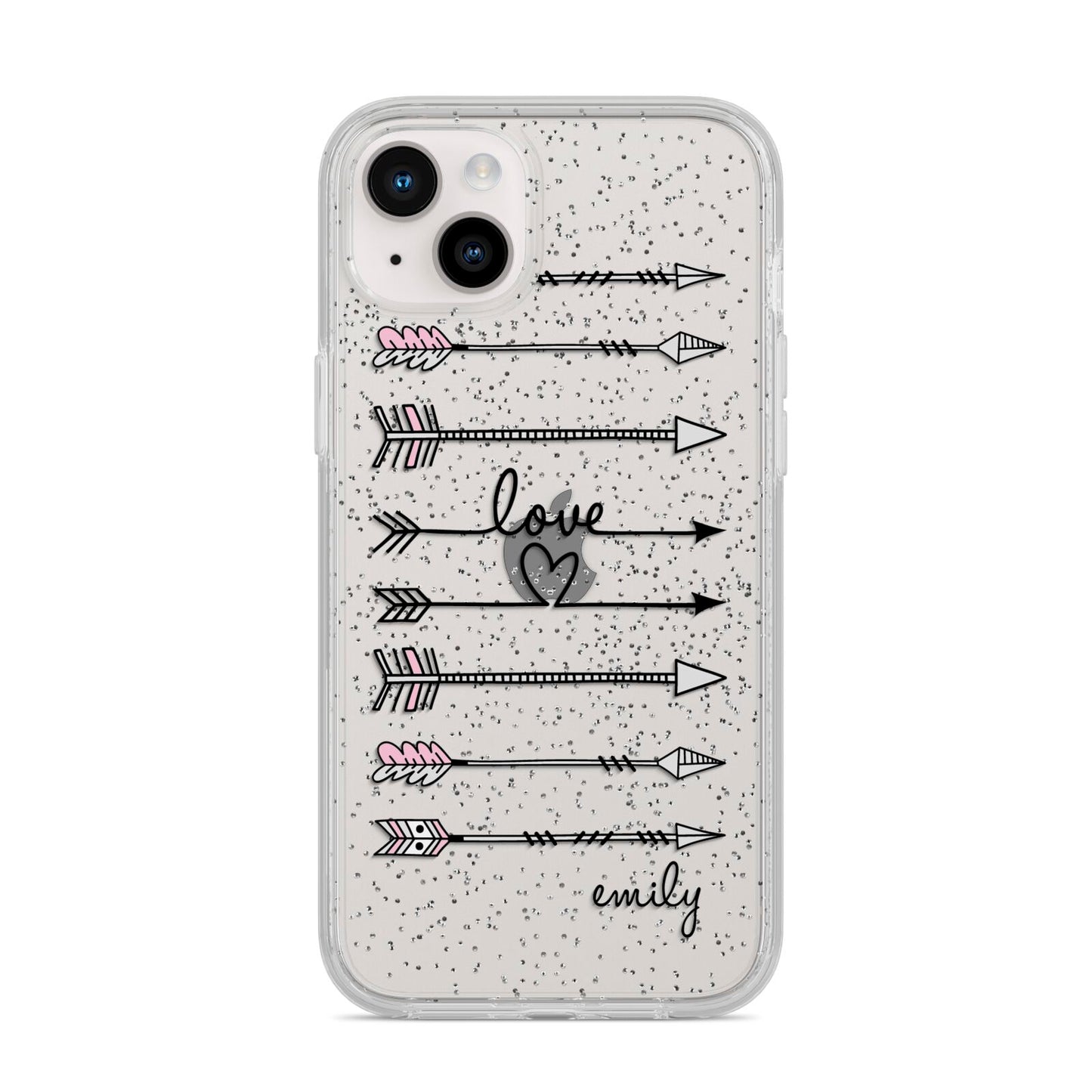 Personalised Valentine Name Clear Transparent iPhone 14 Plus Glitter Tough Case Starlight