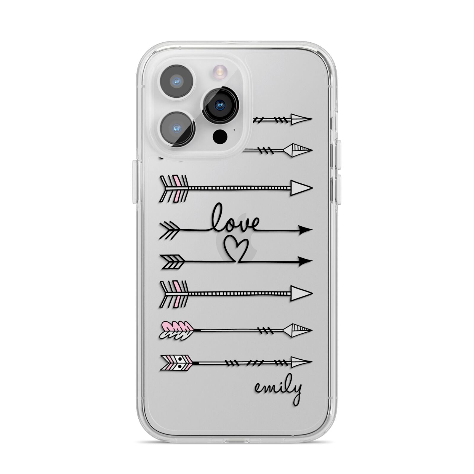 Personalised Valentine Name Clear Transparent iPhone 14 Pro Max Clear Tough Case Silver