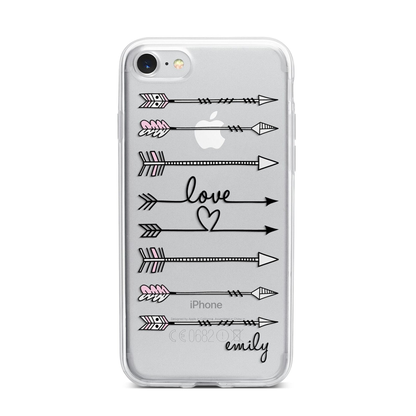 Personalised Valentine Name Clear Transparent iPhone 7 Bumper Case on Silver iPhone